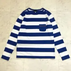 ザショップティーケー ワールド ボーダー カットソー 長袖M 紺白 胸ポケット