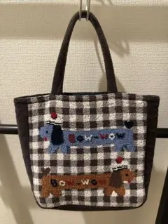 DAKS ダックスベア トートバッグ デニム調 刺繍 チェック柄 ハウス