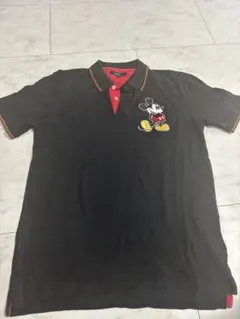 TOMMYミッキーマウス刺繍 ブラックポロシャツ