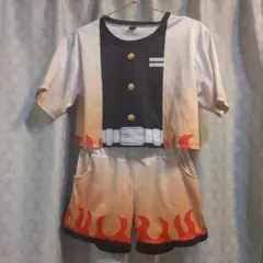鬼滅の刃♪煉獄杏寿郎 なりきり パジャマ 半袖 白／150cm【used】