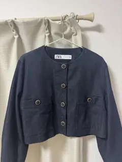 ❤️ZARA ダークブルー クロップドジャケット❤️