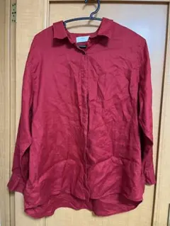 ユニクロ プレミアムリネンシャツ3XL 赤