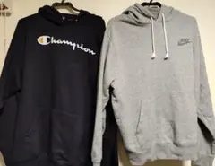 Champion　パーカー　+　NIKE　パーカー　2着まとめ売り　サイズ2XL