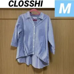 CLOSSH ストライプ 7分袖シャツ M しまむら　ユニクロ　ジーユー