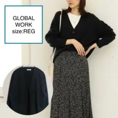GLOBAL WORK トリプルイージーVネックカーディガン ブラック REG