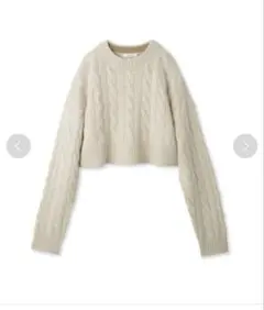 Mila Owen ミラオーウェン　ウール混短丈ケーブルニットプルオーバー