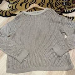 UNIQLO メッシュクルーネックセーター ライトグレー L