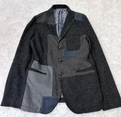 美品 デシグアル テーラードジャケット ヘリンボーン パッチワーク M 48