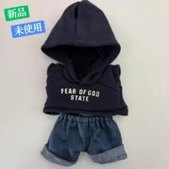 ラブブ 服 15～17cm ストリート パーカー デニム セット ぬいぐるみ服