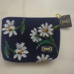 新品FEILER フェイラー 花柄 ポーチ ネイビーのサムネイル
