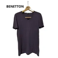 BENETTON パープル Vネック Tシャツ 半袖　ストレッチ　カジュアル