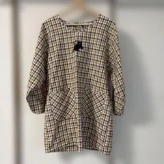 猫刺繍 チェック柄 割烹着 エプロンのサムネイル