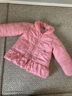 ピンク フリル付き 中綿コート 100