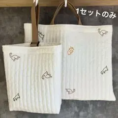 ③ ハンドメイド レッスンバック シューズ袋 ヌビ イブル 恐竜