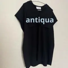 値下antiqua アンティカ デザイントップス　チュニック　 ビッグカラー　黒のサムネイル