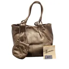 【新品未使用】濱野皮革工藝 HAMANO 牛革 ゴールドベージュ 皇室御用達