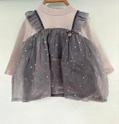 プティマイン　キラキラドッキング長袖T チュニック 80