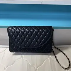 ブラックキルティングクラッチバッグ