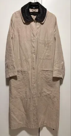 【最終価格】towavase トワヴァース　リネン レザー襟　コート　ベルト付き