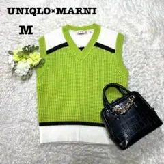 ユニクロ　マルニ　コラボ　ポップコーンニット　Ｖネックベスト　グリーン　M
