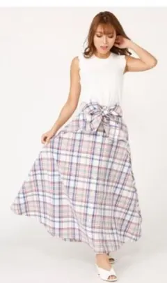 ☆リエンダ BIG チェック ハイウエスト フレア スカート
