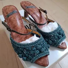 【美品】MANA ミュール サンダル メッシュ グリーン 58200 23cmのサムネイル