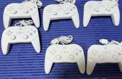 wiiクラシックコントローラーPROホワイト＆ホワイト6個セット 純正動作品