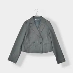 ナチュラルビューティーベーシック ダブルブレストショートジャケット グレー S