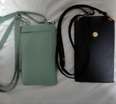 2個セット　GISELLE ミントグリーン スマホショルダーバッグ　　ブラック