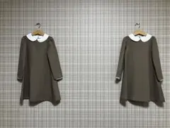 キッズ ワンピース 2着セット ブラウン 丸襟