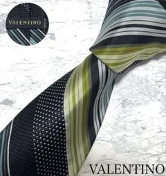 極美品 VALENTINO ネクタイ マルチストライプ ジャガード 光沢