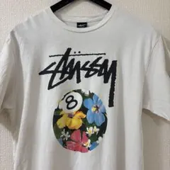 STUSSY 8ボール 花柄 Tシャツ ホワイト