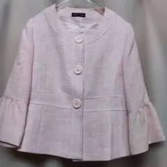 入学式 卒業式 セレモニー 春 ノーカラージャケット 淡ピンク M 美品