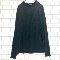 vandash ブラック リブ編み 長袖トップス サイズL シンプル