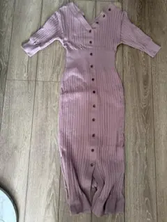フロントボタンニットワンピース