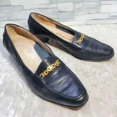 Ferragamo 23cm パンプス 黒 ガンチーニ金具 レザー 5.5C