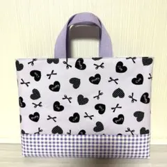 No.1000 小さめレッスンバッグハンドメイド 女の子 ハート りぼん
