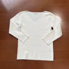 プロポーションボディドレッシング　ニット　袖口パール　ホワイト　白