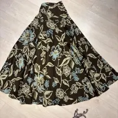 SCAPA スキャパ 花柄 ロング フレアスカート ブラウン　総丈78cmのサムネイル