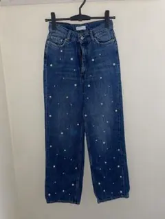 ZARA WOMAN パール装飾 ストレートデニムパンツのサムネイル