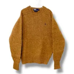 ポロラルフローレン ラグラン ウール ケーブルニット セーター 90s