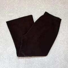 70sスタイル スラックス センタープレス セミフレアパンツ レトロ ブラウン