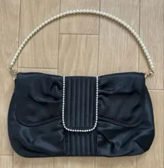 ウィルセレクション　ブラック パールハンドル パーティーバッグ　クラッチバック