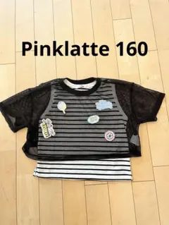 PINK-latte メッシュレイヤードTシャツ ワッペン付　160のサムネイル