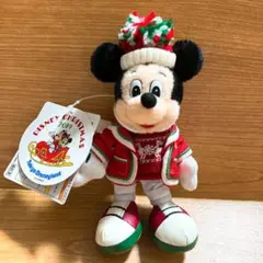 【匿名配送】ディズニーランド　クリスマス　ミッキー レトロぬいぐるみバッジ