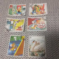 トムとジェリー、バックスバニー他 外国切手６枚 ヴィンテージ