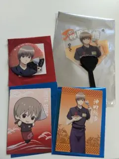 ぼてじゅう 沖田 特典 フード うちわ型キーホルダー 缶バッジ 銀魂 ぼてぢゅう