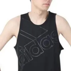 adidas 黒 タンクトップ ロゴ入り