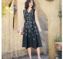 チェスティ　フラワー刺繍デニムワンピ　サイズ0（S相当）　お色はネイビー