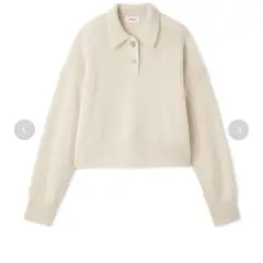 Mila Owen ビジュー釦クロップドポロニットプルオーバー